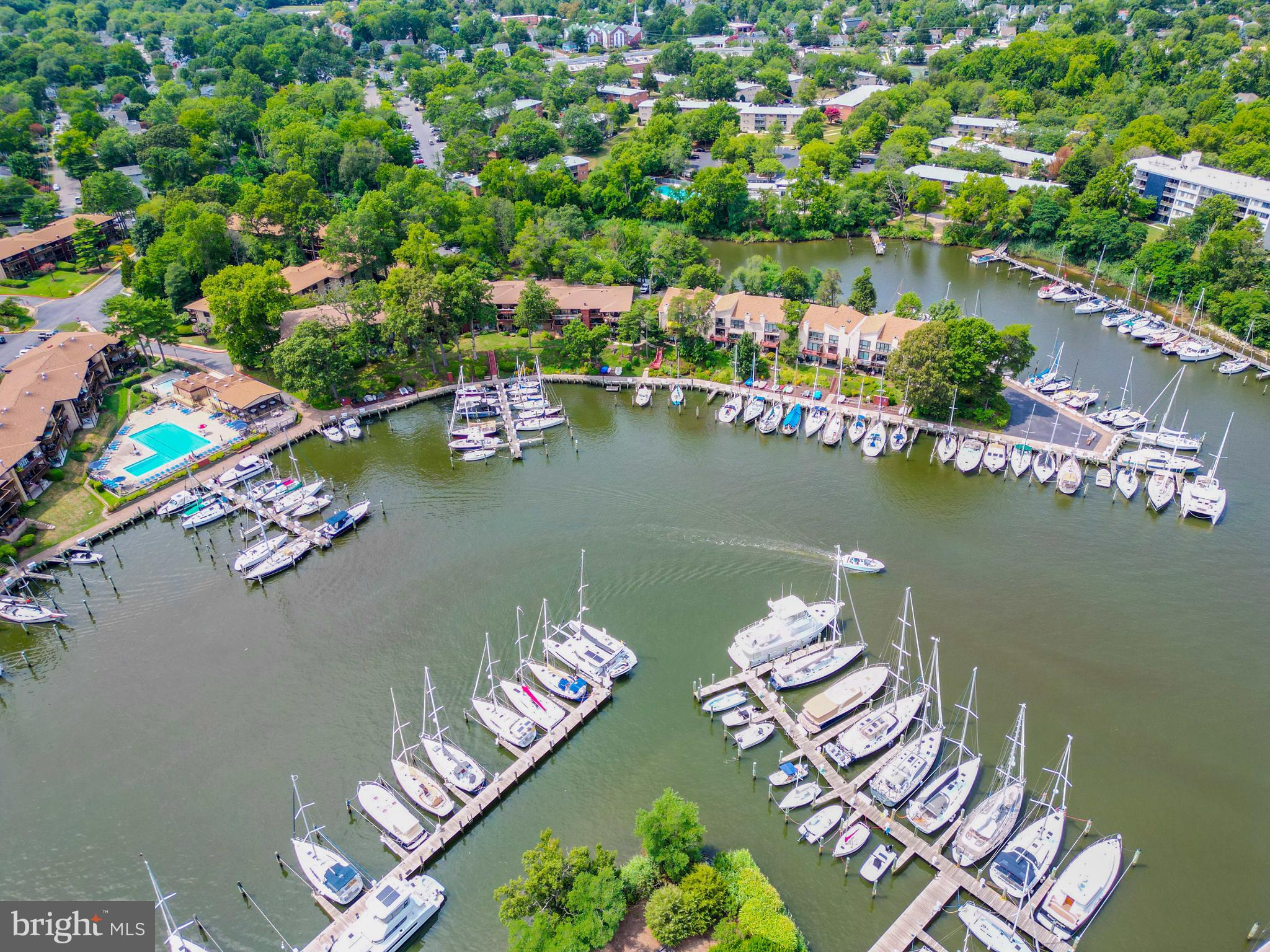 780 F Fairview Avenue, Unit F Annapolis, MD 21403 - Photo 24 of 28 an aerial view of water body with boats and residential houses with outdoor space