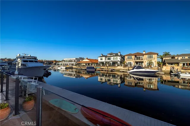 a view of a lake with a city view