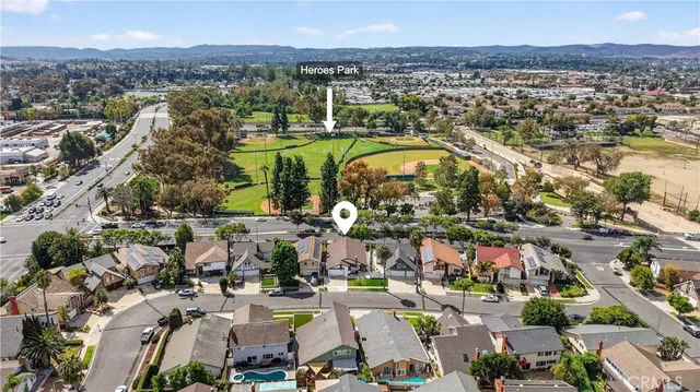 an aerial view of multiple house