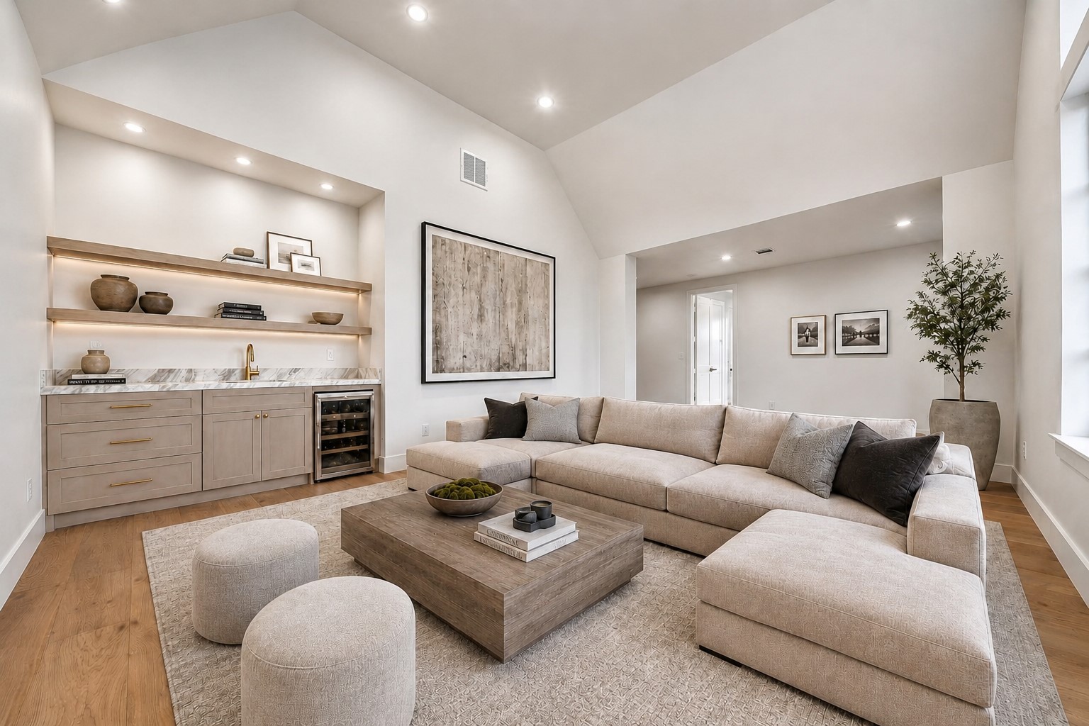 2325 Wroxton Road Houston, TX 77005 - Photo 26 of 34 Large game room with vaulted ceiling, wet bar and drink fridge. Perfect for entertaining