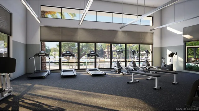 a gym hall with exercise machine