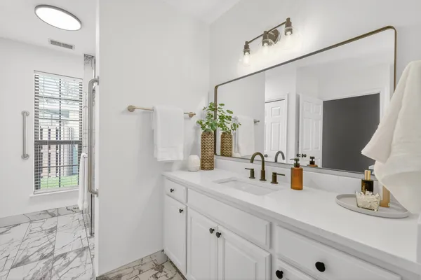 a bathroom with a shower