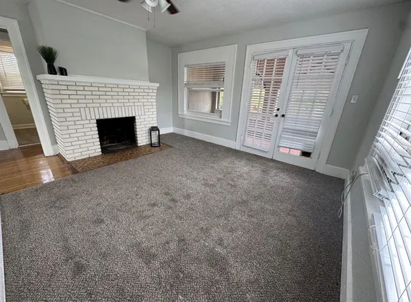 an empty room with windows