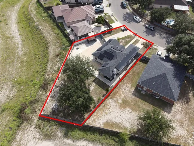 an aerial view of a house