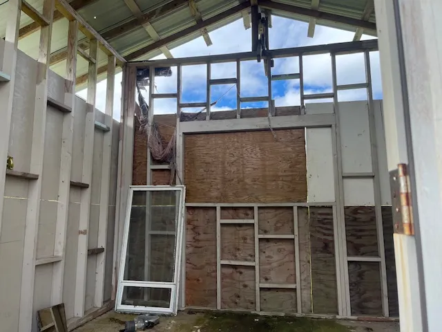 a view of a wooden door