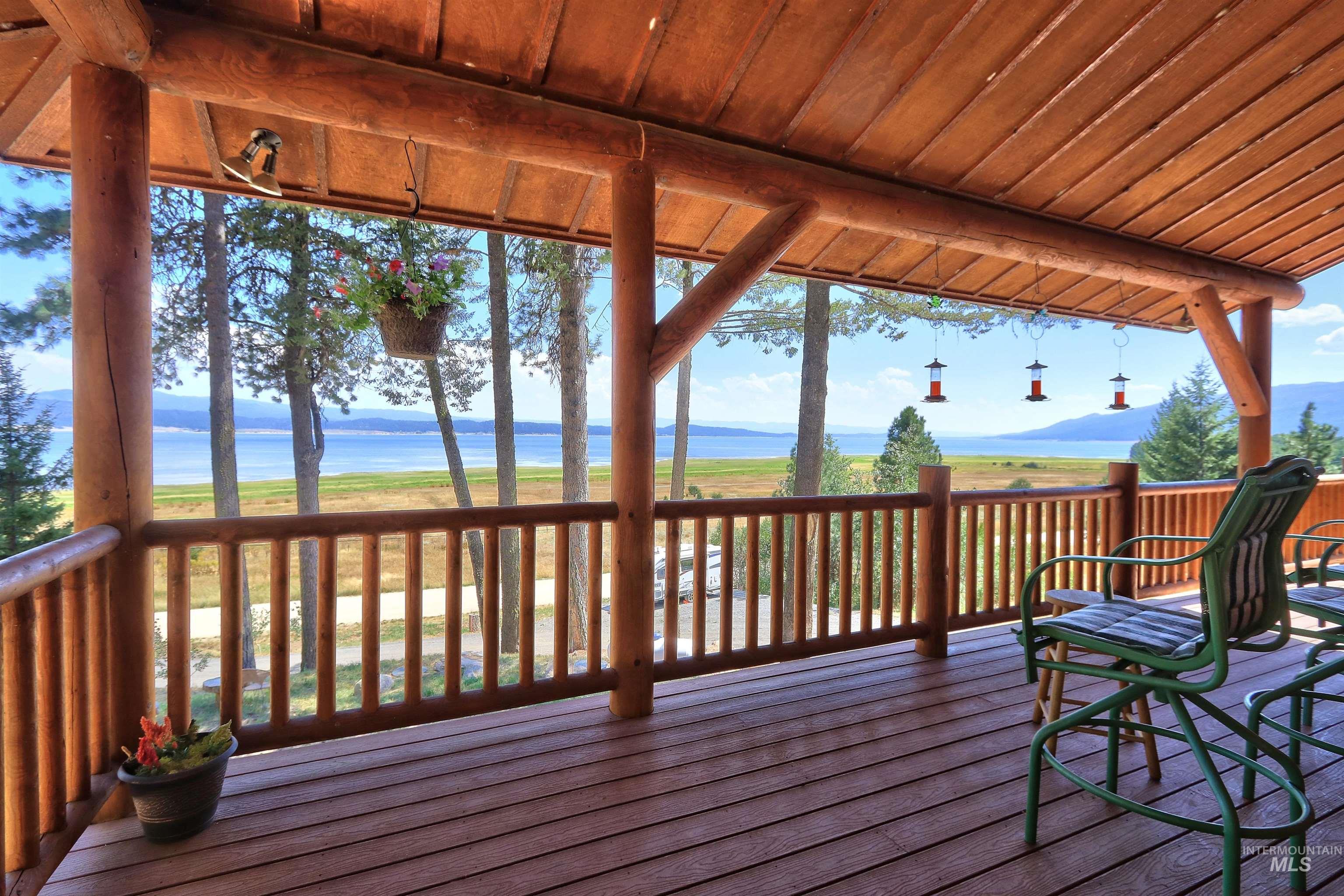 Wooden terrace with a water view
