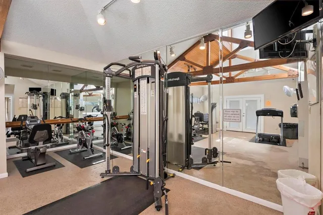 a room with gym equipment