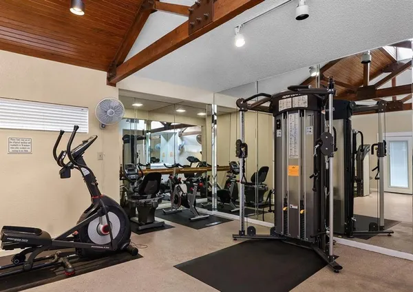 a view of a room with gym equipment
