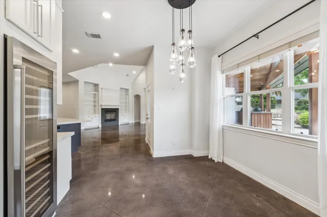 a view of a livingroom with a chandelier