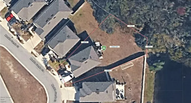 an aerial view of a house