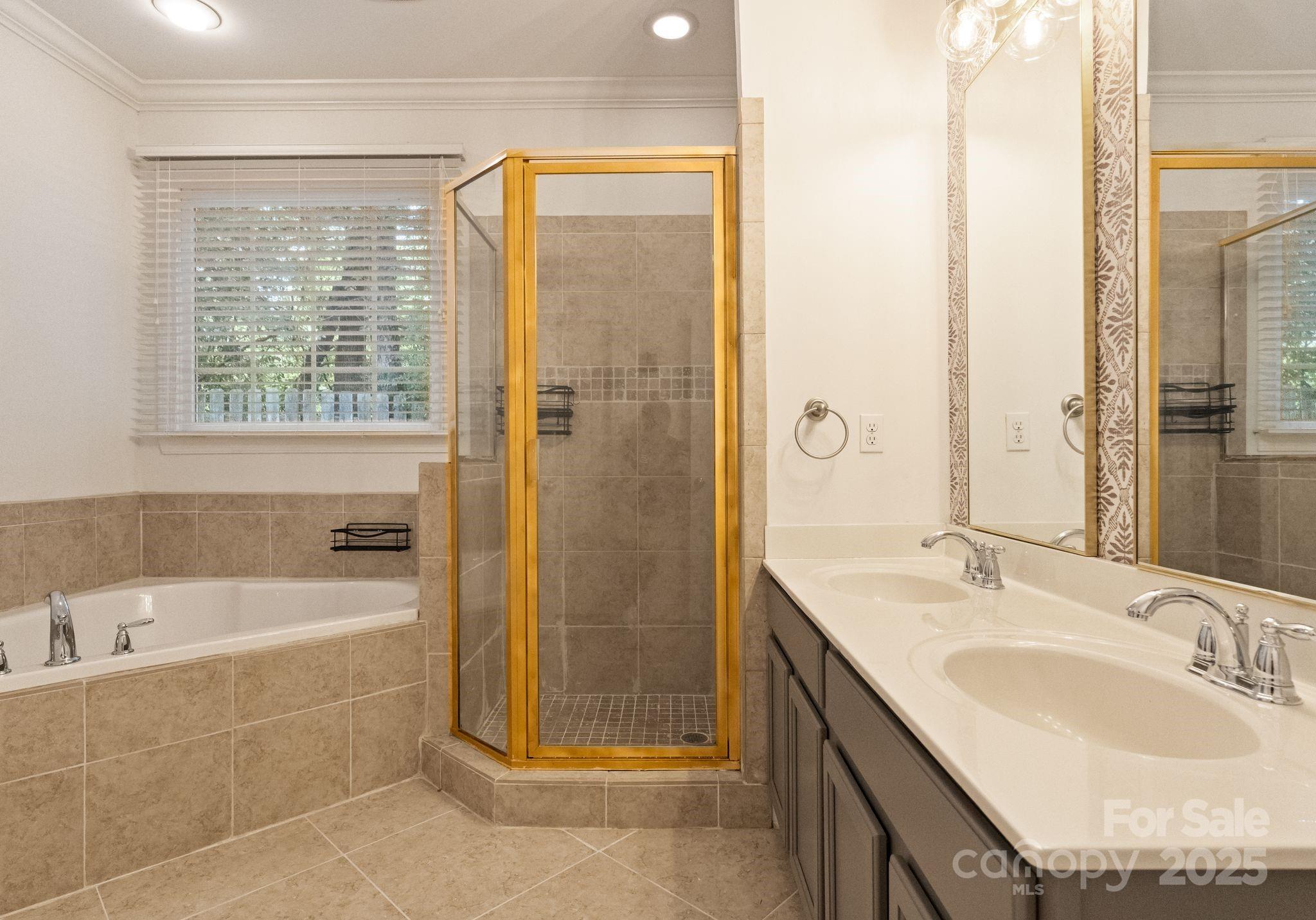 20237 Harroway Drive Cornelius, NC 28031 - Photo 17 of 23 a bathroom with a granite countertop sink and a bathtub