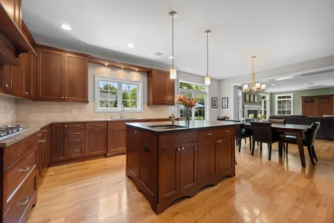 a kitchen with lots of counter top space