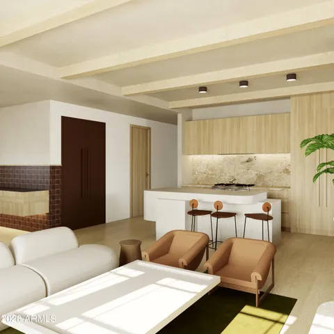 a living room with furniture