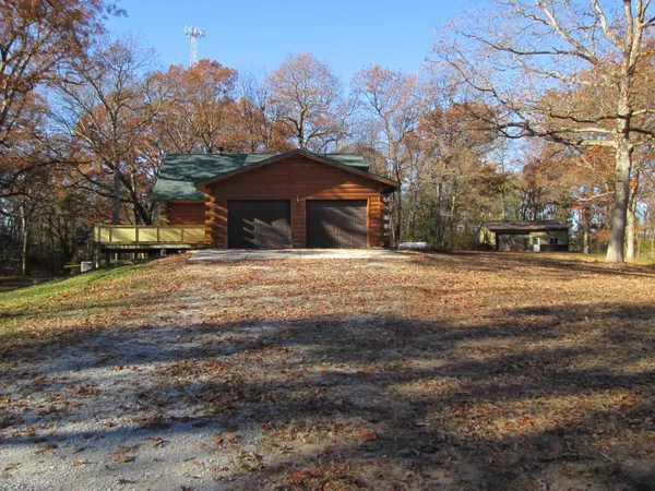 a view of a yard with a large tree