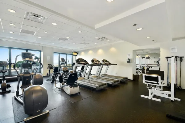 a view of a room with gym equipment