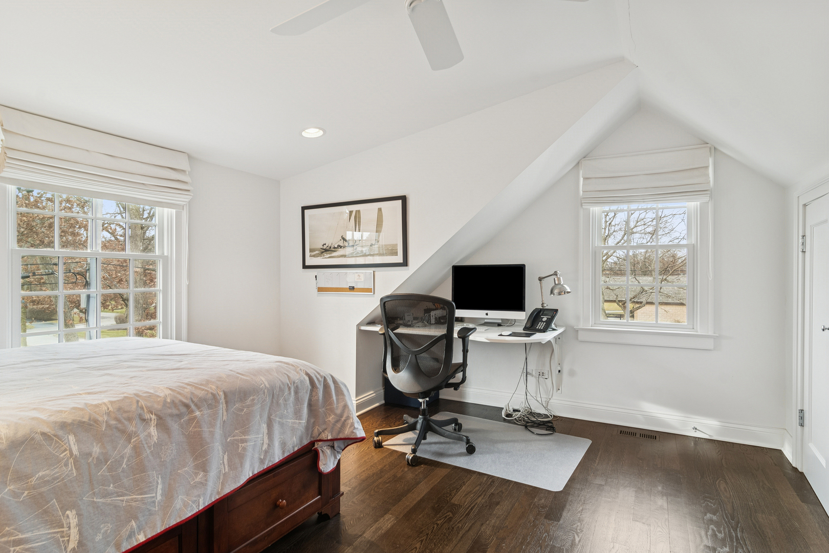 135 South Maywood Road Lake Forest, IL 60045 - Photo 29 of 35 a bedroom with a bed computer on desk and a window