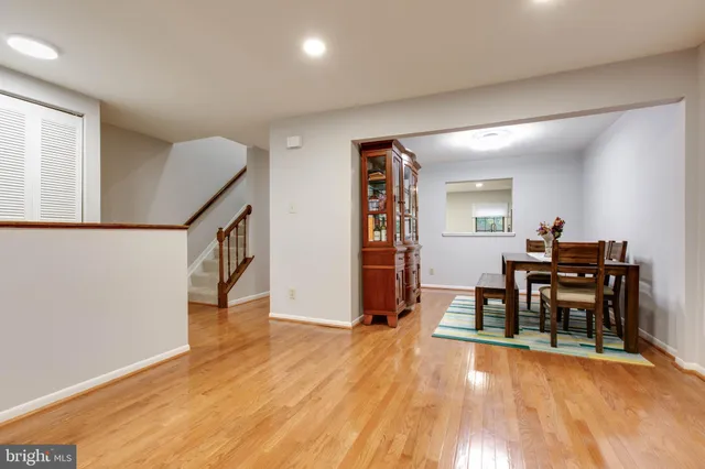 a view of a livingroom with furniture and wooden floor