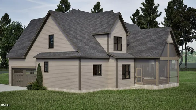 a front view of a house with a garden and plants