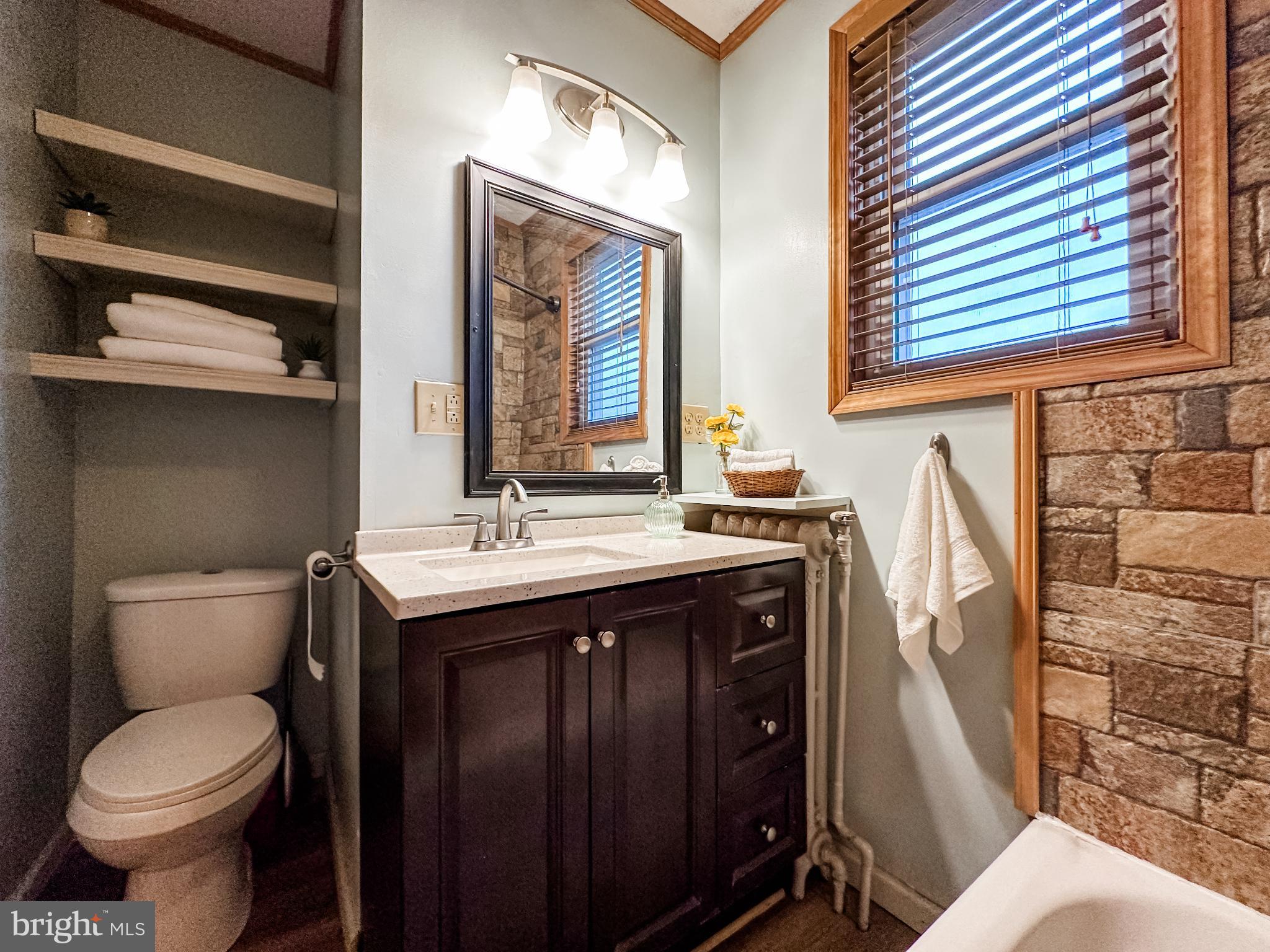 12812 New Row Rd N West Mount Savage, MD 21545 - Photo 27 of 32 a bathroom with a toilet sink and mirror