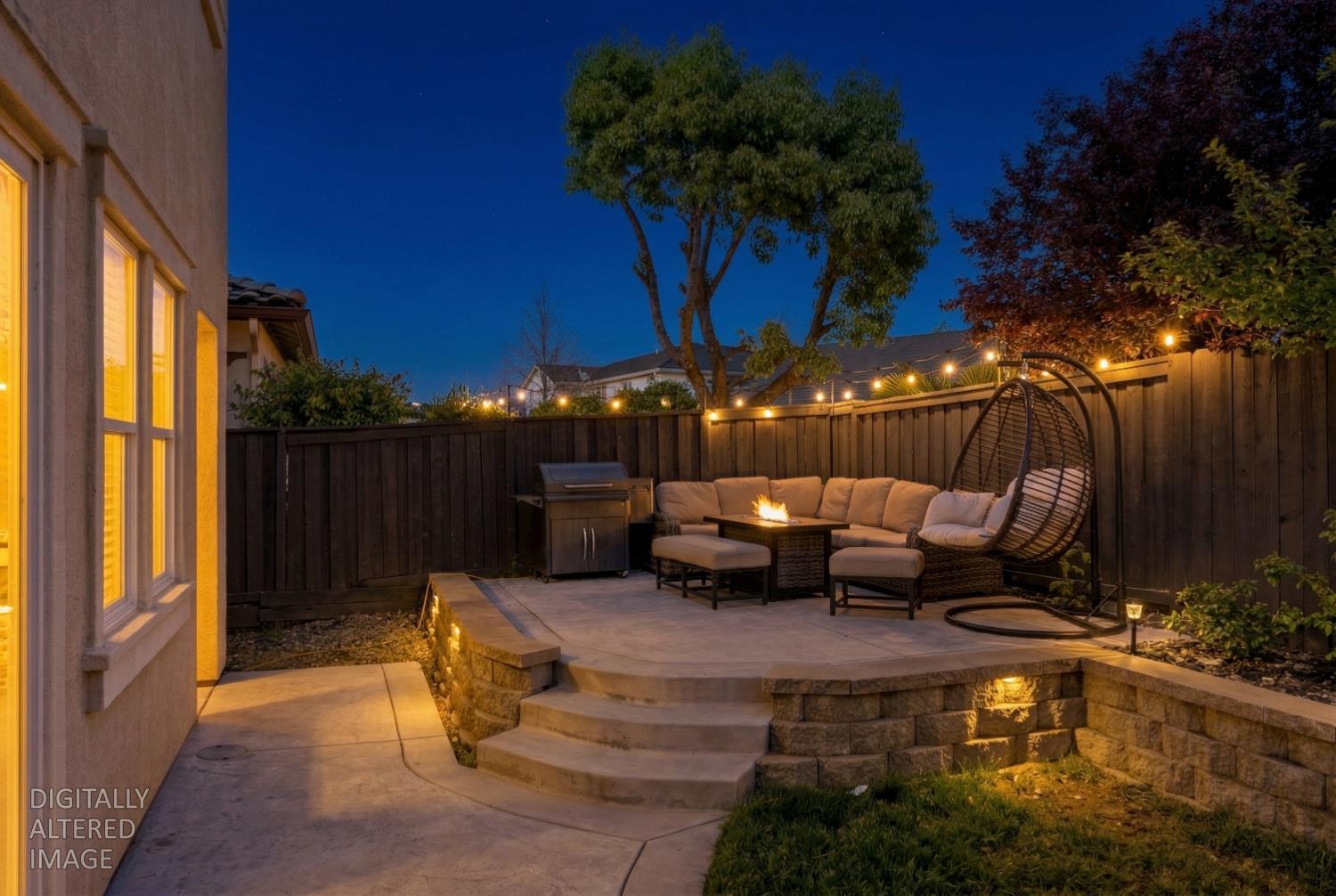 11749 Dionysus Way Rancho Cordova, CA 95742 - Photo 44 of 56 a view of a patio with table and chairs potted plants and wooden fence