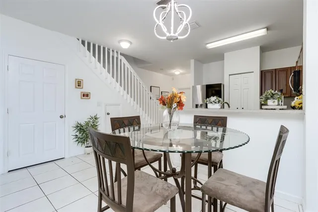 a view of a dining room and livingroom