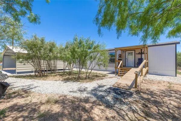 a view of a backyard with a tree