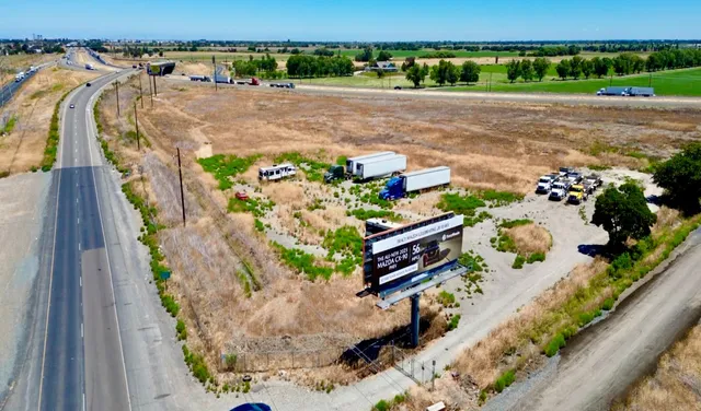 a view of a yard with many potted plants