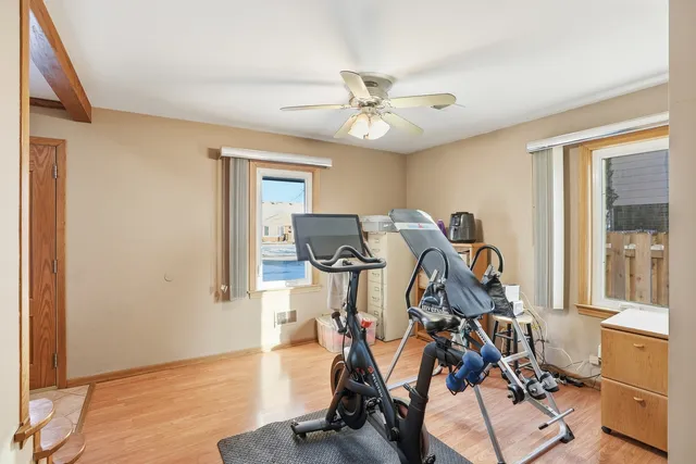 a view of a room with gym equipment