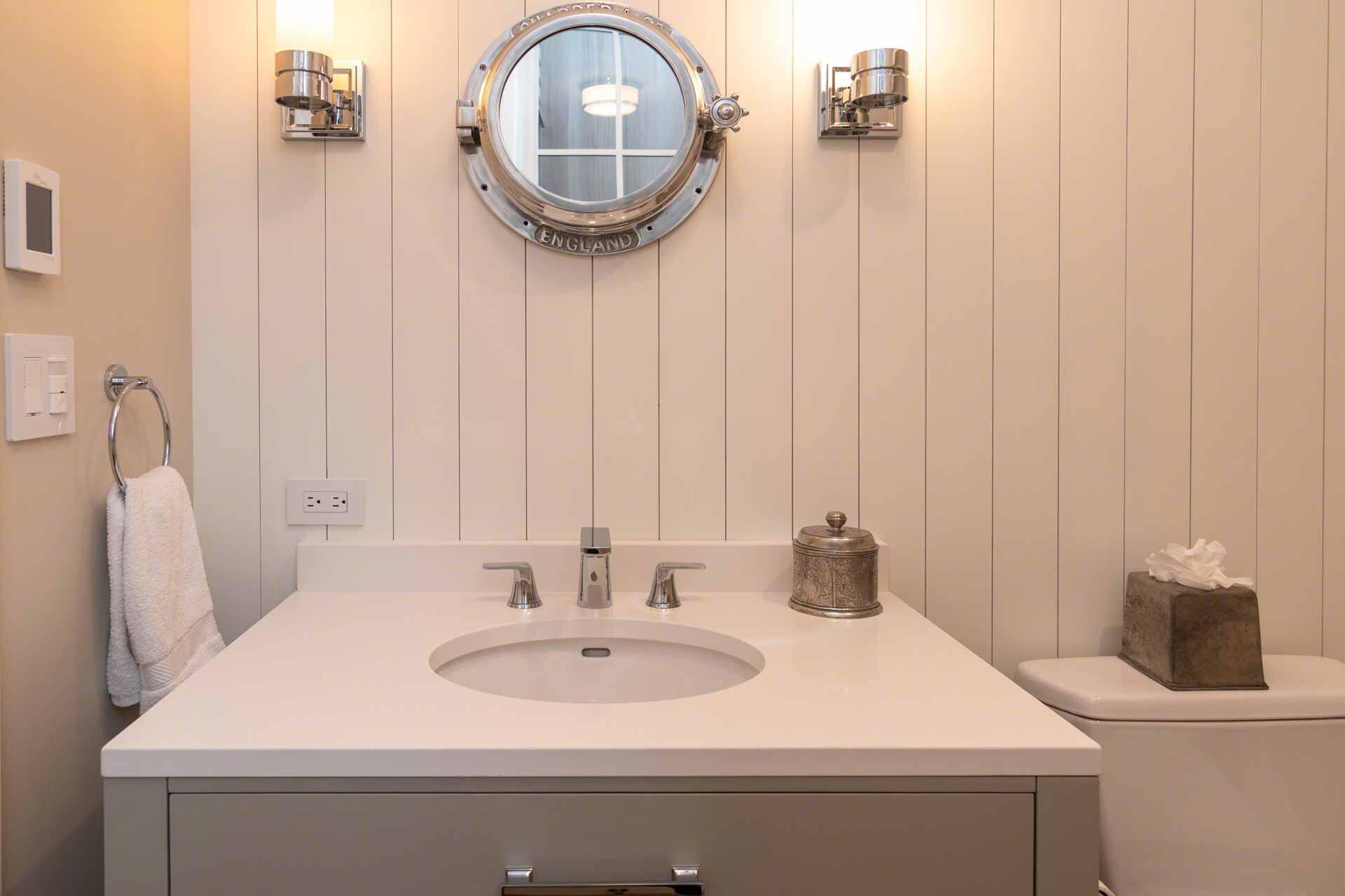 76 Menemsha Inn Road Chilmark, MA 02535 - Photo 35 of 39 a bathroom with a sink and a mirror