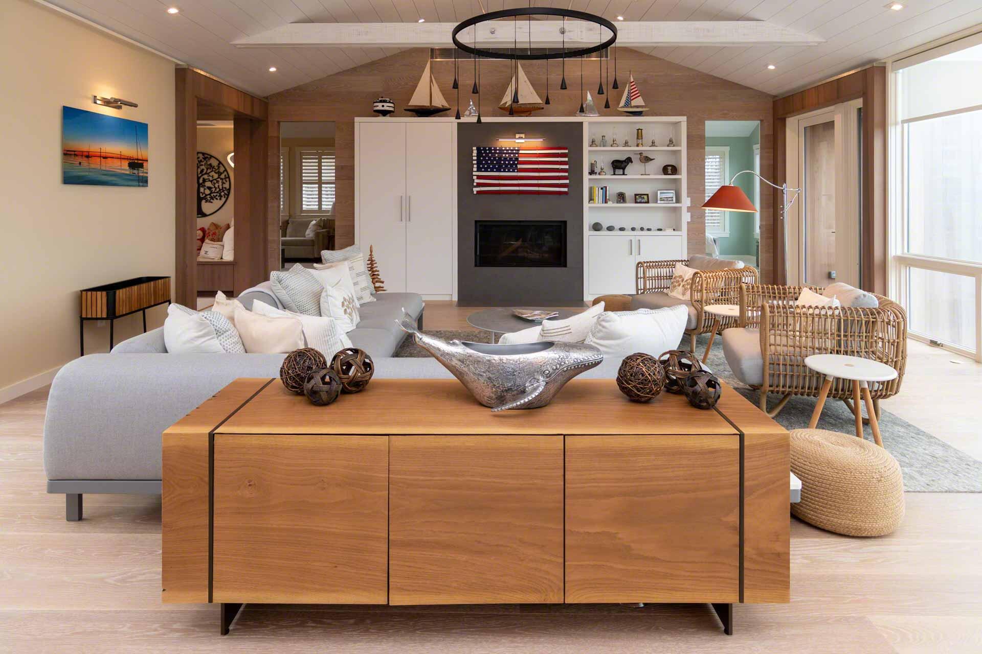 76 Menemsha Inn Road Chilmark, MA 02535 - Photo 10 of 39 a bedroom with furniture and a fireplace