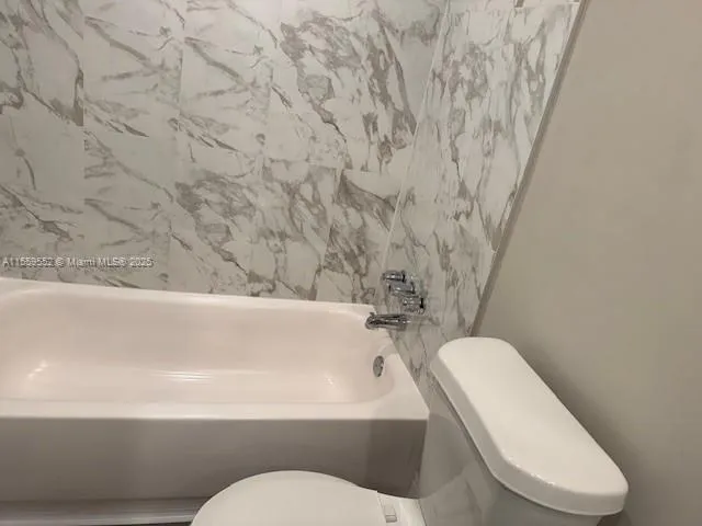 a bathroom with a toilet and a bathtub
