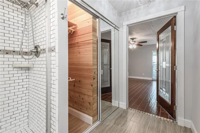 a bathroom with a shower