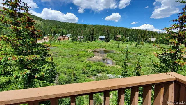 a view of a garden with an outdoor space