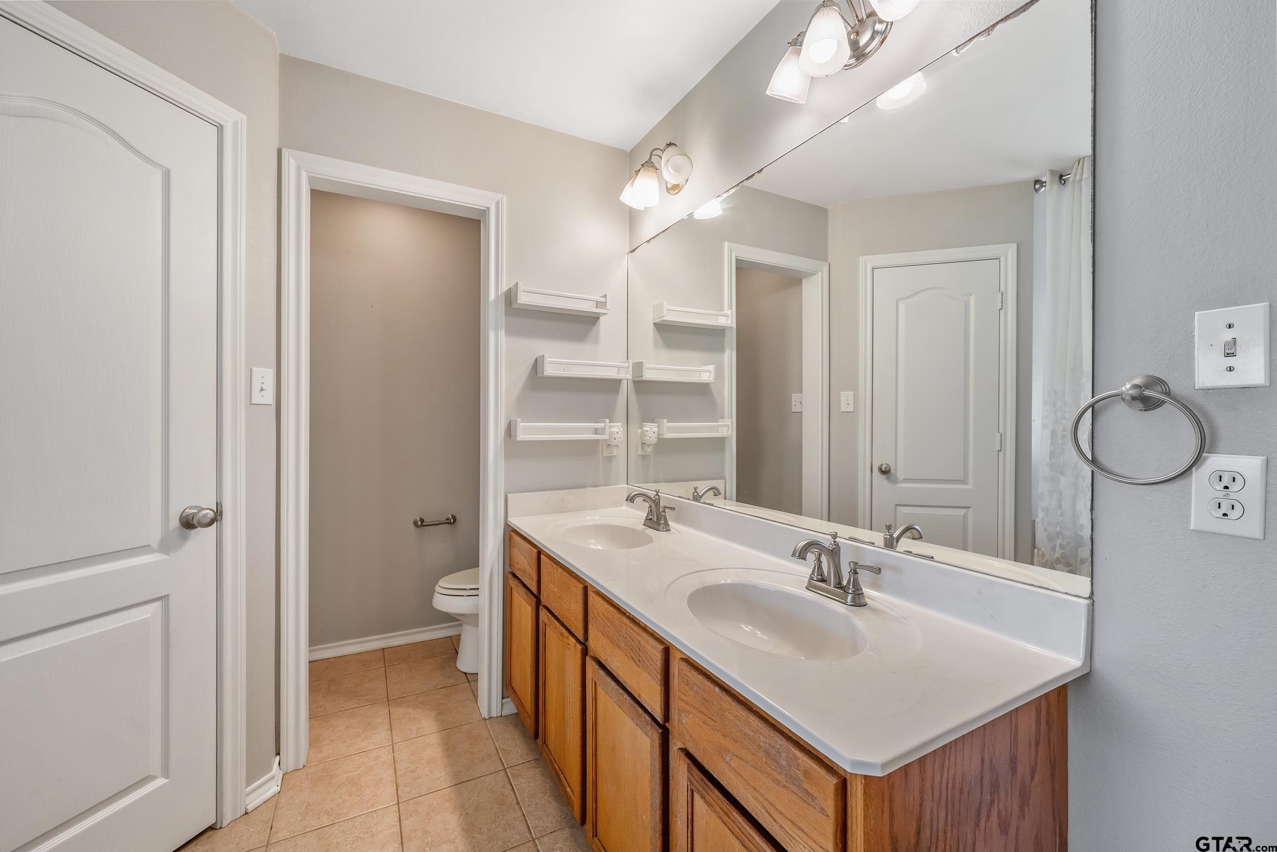 10820 Cactus Trail Flint, TX 75762 - Photo 16 of 29 a bathroom with a sink vanity toilet and a mirror