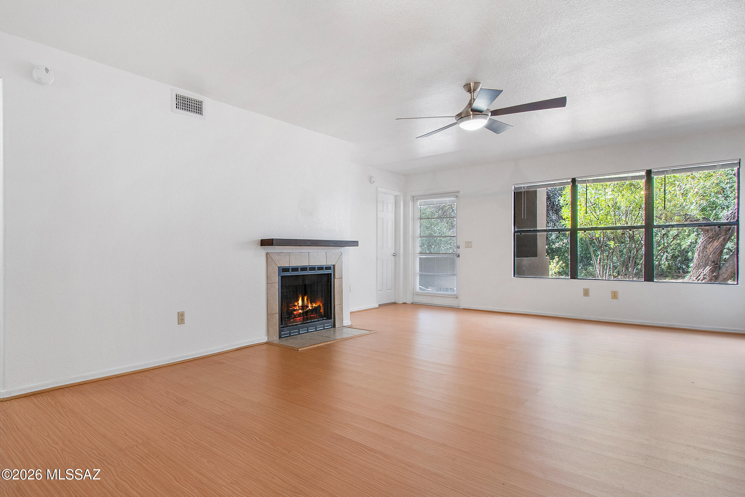 5855 North Kolb Road, Unit 6103 Tucson, AZ 85750 - Photo 2 of 31 wooden floor fireplace and windows in an empty room