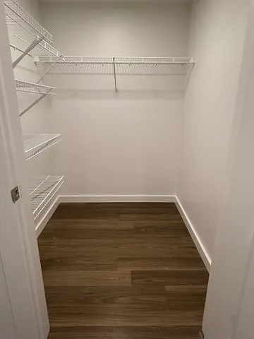 a view of an empty walk in closet