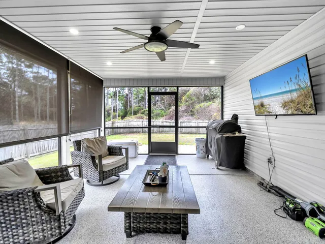 a living room with furniture