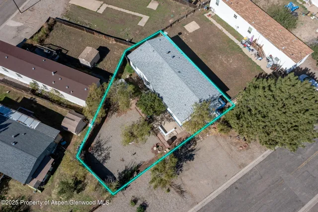 an aerial view of a house