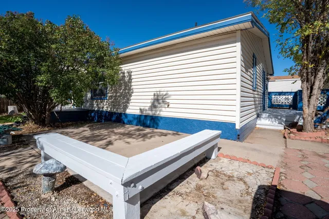 a view of a backyard with a tree