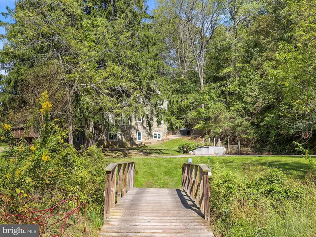 a backyard of a house with lots of green space and lake view