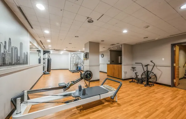 a room with gym equipment