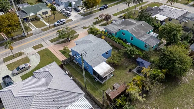 an aerial view of a house