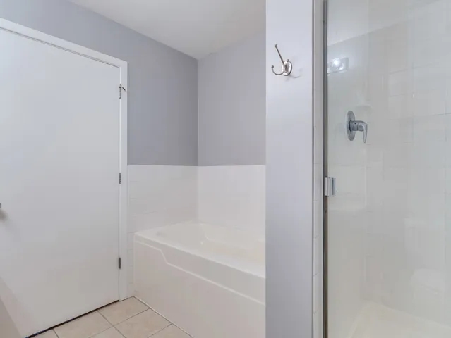 a bathroom with a bathtub