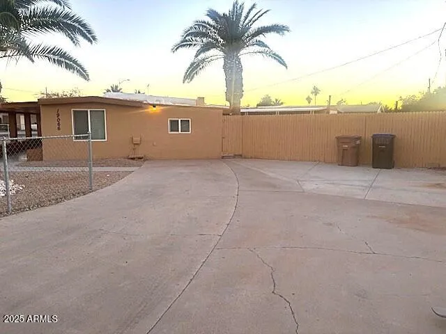 a view of a terrace with a garden