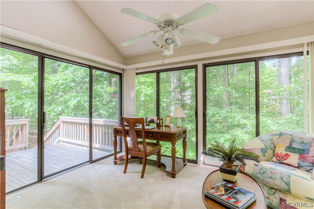 13502 Lady Ashley Road Midlothian, VA 23114 - Photo 26 of 34 Vaulted Florida room with ceiling fan is bright an