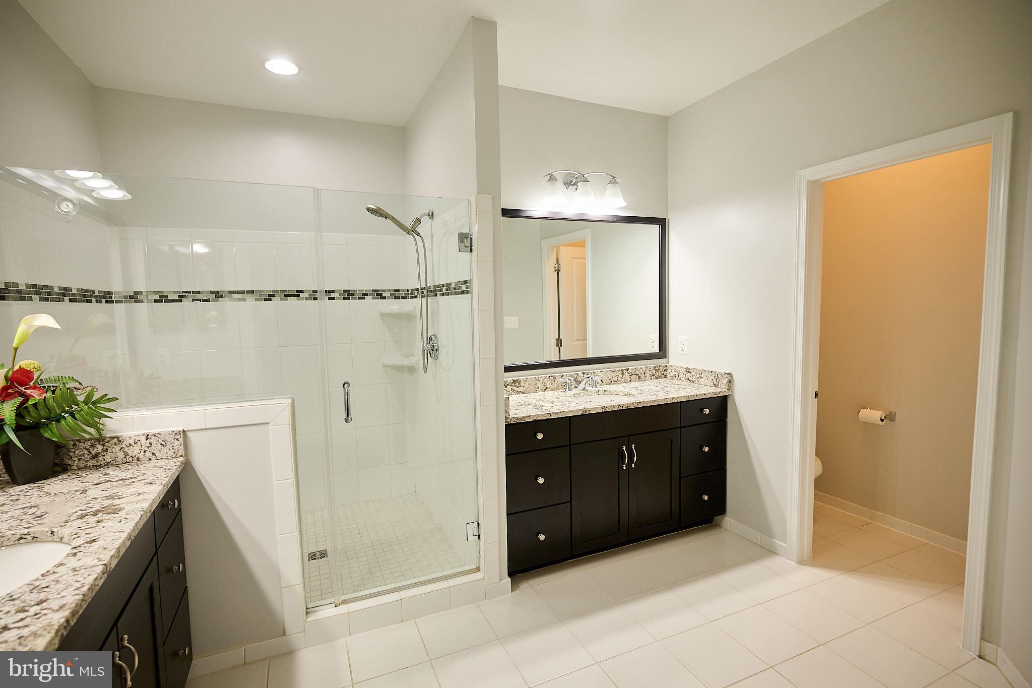 22559 Windsor Locks Square Ashburn, VA 20148 - Photo 30 of 35 a bathroom with a double vanity sink a mirror and a shower