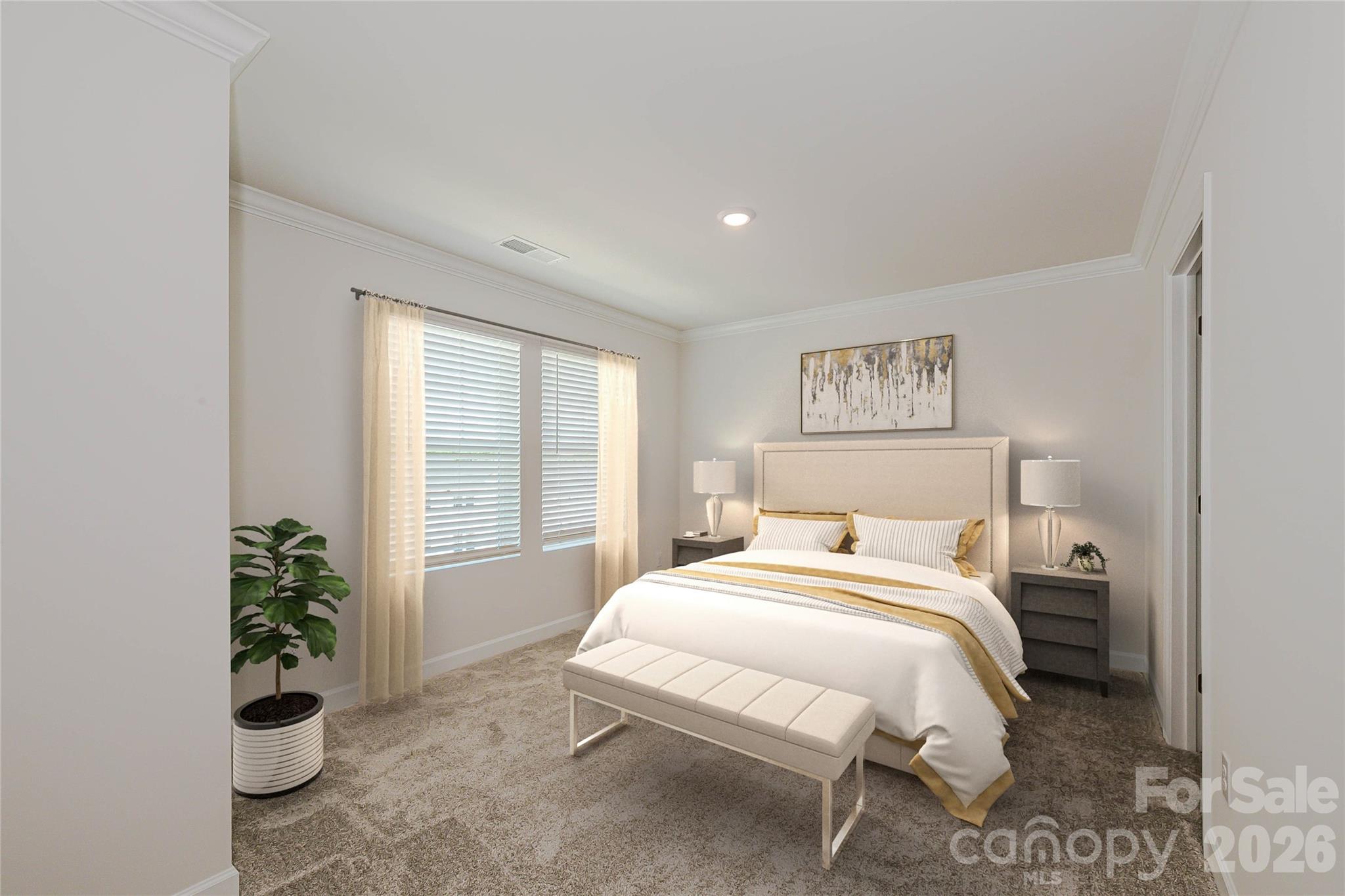 327 Golden Maple Court Fort Mill, SC 29708 - Photo 15 of 18 a bedroom with a bed and a potted plant