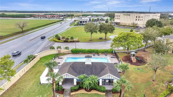 an aerial view of a house