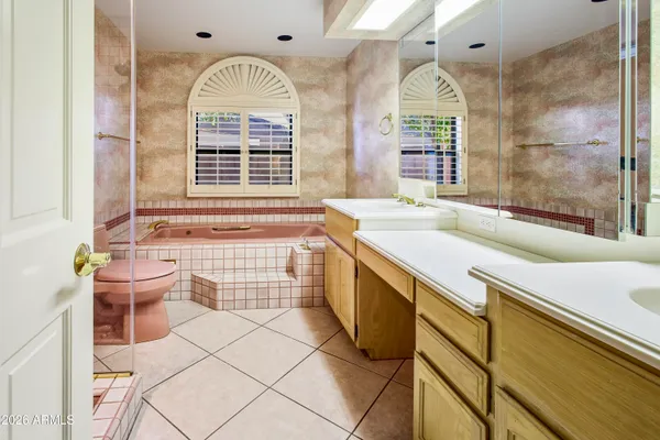 a view of a bathroom with a window