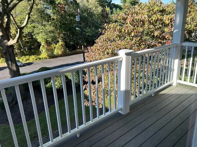 a view of wooden balcony